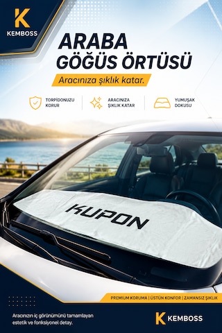 Beyaz Kupon Desenli Araç Göğüs Koruyucu Örtüsü