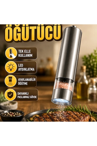 Otomatik Işıklı Baharat Değirmeni Tek Elle Kullanım Paslanmaz Gövde Çok Renkli