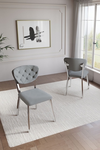 Mutfak Sandalyesi Elma Sandalye 2 Li Gümüş