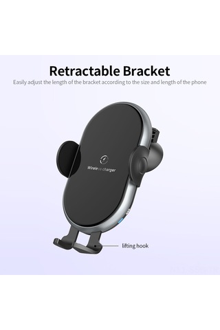 Springsun X366 Otomatik Sensörlü 10w Hızlı Şarj Araç İçi Kablosuz Şarj Aparatı - Gri