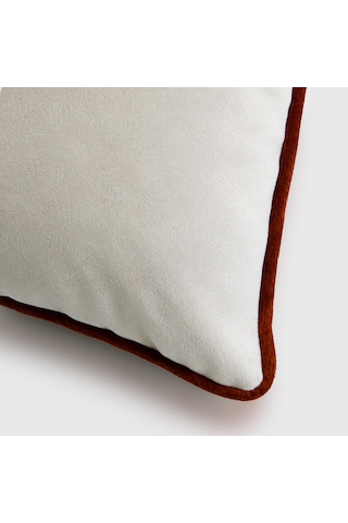 "beige" Kadife Dokulu Kırlent Kılıfı - 45x45 Krem - Kiremit