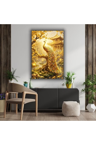 Gold Temalı Dekoratif Cam Tablo -26