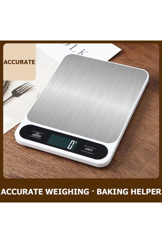 Xiyyadms Stainless Steel Tereyağlı Ve Su Ml Ölçer, 5kg Kapasiteli Beyaz Mutfak Terazi - Aydınlatmalı Lcd Ekranlı, Otomatik Kapanma Özelliği Beyaz