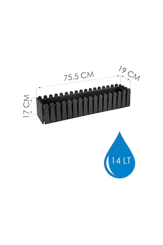 Omnipazar So-ib03 Askılı Balkon Saksı Takımı 14 Lt Antrasit 6 Adet