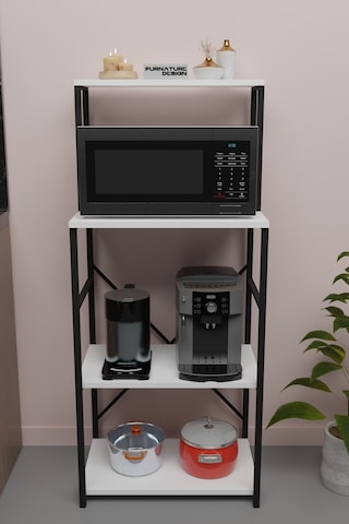 Mutfak Banko Raf Dolap Düzenleyici Mikrodalga Fırın Rafı Beyaz