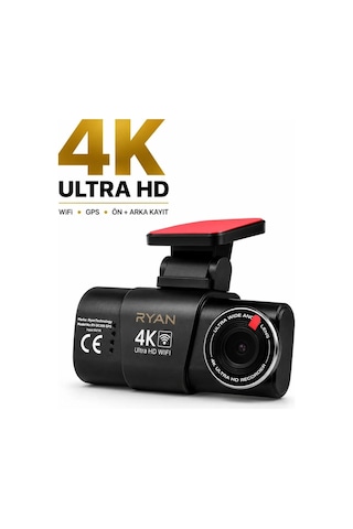 Bagajon Ryan Yapay Zeka Destekli 4k Ön 1080p Arka Araç Kamerası Wifi Gps, Gece Görüşü, G-sensor, Park Kiti