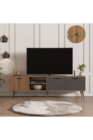 Mezza 1581 Exxen 180 Cm (AHŞAP AYAKLI) Tv Ünitesi Ürgüp - Antrasit
