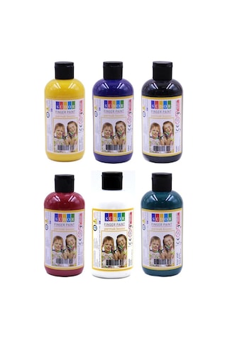 Parmak Boyası 250 Gr 6 Adet Çocuklar İçin Yıkanabilir Parmak Boya Südor Okul Hobi Kreş Etkinlik Kırmızı Sarı Mavi Yeşil