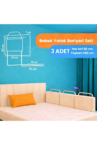 Miralay Yeni Nesil Yatak Bariyeri 50 x 30 Cm Bej 3 Adet