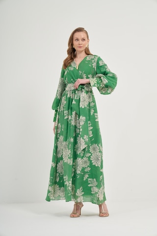 Ftz Kadın Tansel Desenli Elbise Yeşil 31057 Yeşil