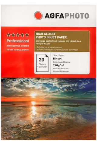 Agfa Photo Glossy Parlak A4 270 G/M² Fotoğraf Kağıdı 20 Yaprak