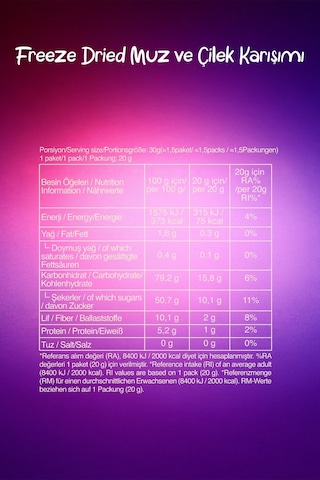 Freeze Dried Muz Ve Çilek Mix 20 G