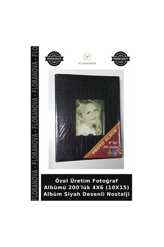 Özel Üretim Fotoğraf Albümü 200'lük 4x6 10x15 Albüm Siyah Desenli Nostalji