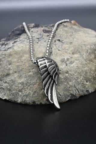 Kanat Motifli Kolye Paslanmaz Çelik Zincir 902293 Gümüş