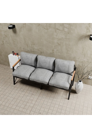 Mb Garden Furnıture Simetri Model, Balkon, Bahçe, Cafe, Metal Koltuk Takımı, Bahçe Takımı , Çay Seti, Üçlü Koltuk Açık Gri