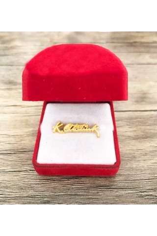 Atatürk İmzalı Yaka Rozeti Gold Altın