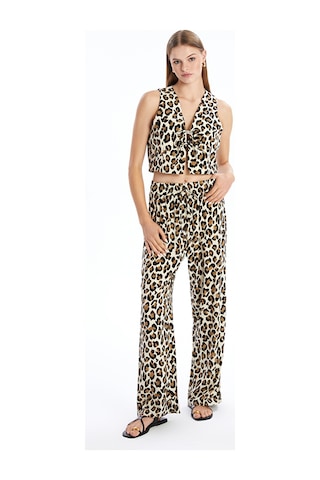 Lcw Limited Kahverengi Standart Fit Leopar Desenli Kadın Pantolon