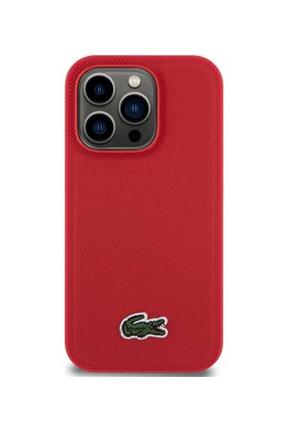 Apple Uyumlu iPhone 14 Pro Kılıf Lacoste Lisanslı Pu Pike Desenli İkonik Timsah Dokuma Logolu Siyah