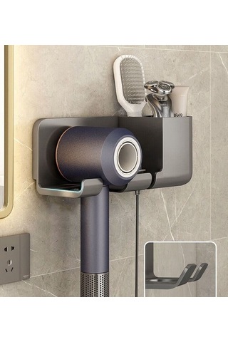 Lichen Duvara Monte Saç Kurutma Makinesi Rafı, Saç Kurutma Siyah