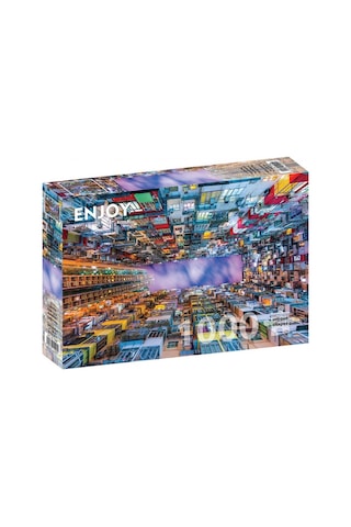Enjoy 1000 Parça Renkli Apartman - Hong Kong Puzzle