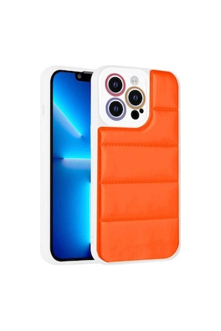 Apple Uyumlu iPhone 13 Pro Max Kılıf Kamera Korumalı Airbagli Renkli Zore Seksek Kapak Turuncu