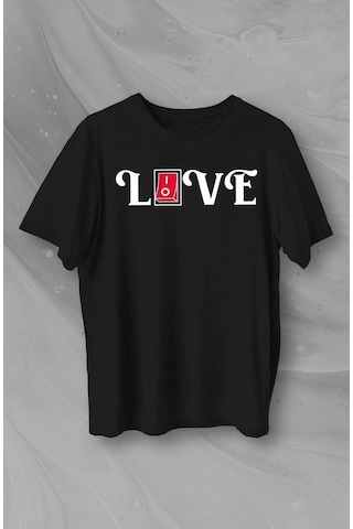 Novalisse 14 Şubat Sevgililer Günü Love Baskılı Oversize Bisiklet Yaka T-shirt - Siyah Çoklu Renk