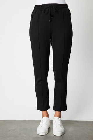 On Kadın Fermuar Cepli Dar Paça Eşofman Altı 66914 Siyah Siyah