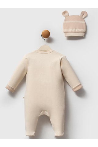 Moi Noi Baby Moi Noi 2li Şapkalı Baskılı Tulum - Kahverengi