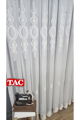 Nakışlı Kort Damask Salon Model Tarz Tasarım Ultra Exculusive 3 Kat Pileli Tül Perde Kortultrabyz