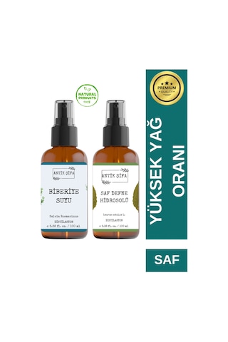 Biberiye Suyu Ve Defne Suyu Seti - Sıkılaştırıcı Hidrosolü Seti 2x100ml