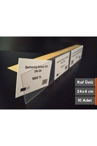 10 Adet Yapışkanlı Etiketlik Profil 24 x 4 CM Raf Etiketlik İsimlik