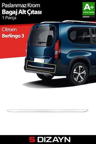 S-dizayn Opel Combo E Krom Bagaj Alt Çıtası 2019 Üzeri A+ Kalite