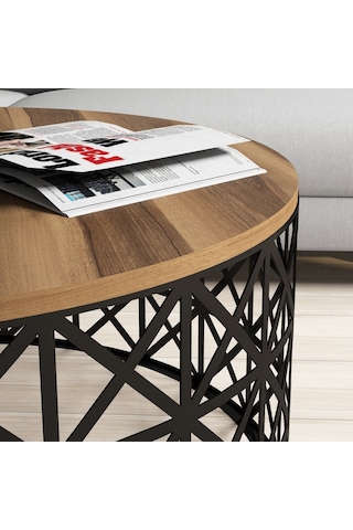 Selin Metal Ferforje Orta Sehpa - Ceviz