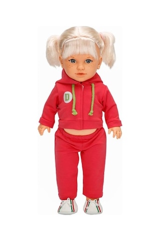 Tina Sporty Bebek 45 Cm. - Koyu Pembe Eşofmanlı