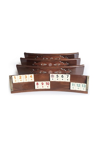 Helena Wood Art Mozaik İşlemeli Masif Ahşap Okey Seti Oval Takımı Gül