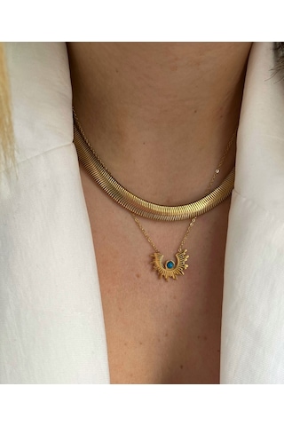 Çelik Kadın Yassı Zincir Kolye Çelik