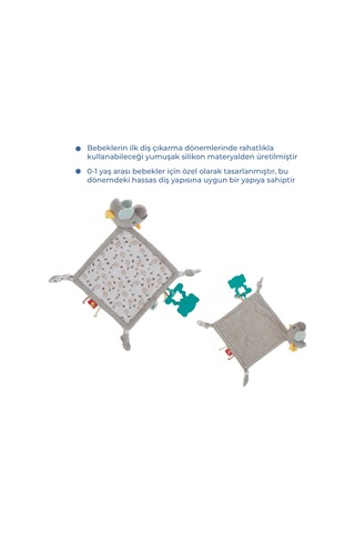 Babyjem 926 Birdy Diş Kaşıyıcılı + Silikon Emzik Uyku Arkadaşım Kahverengi - Mavi