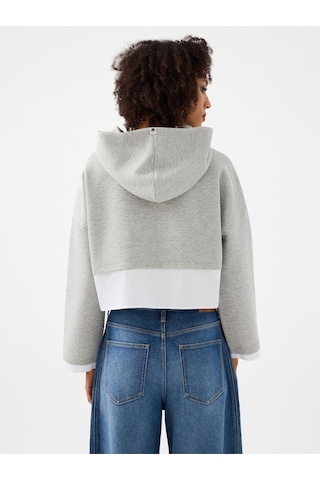 Crop Kadın Sweatshirt Gri