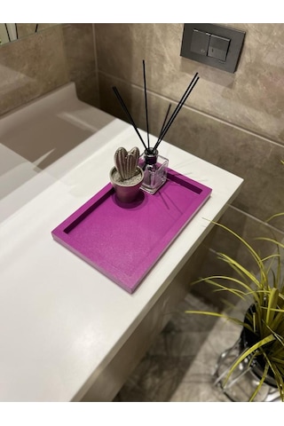 Hazeran Moru Mini Dikdörtgen Rengi Model Dekorasyon Düzenleyici Ahşap Tepsi 29x19 Cm