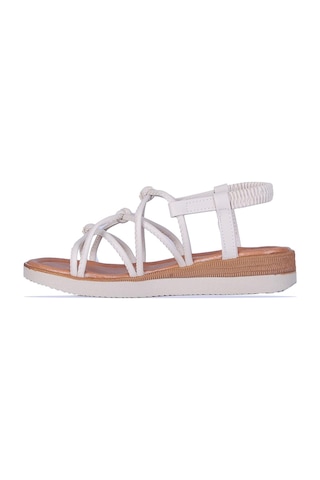 Moda Ayakkabı 851 Yazlık Düz Sandalet Ayakkabı Krem