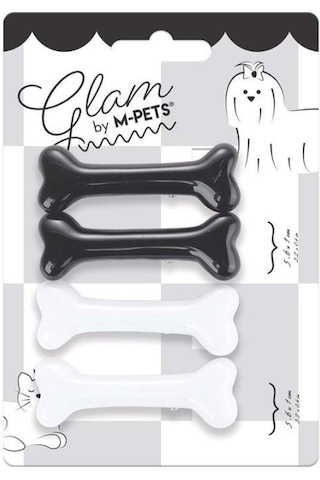 M-pets Glam Kemikli Kedi Ve Köpekler İçin Aksesuar Toka Siyah Ve Beyaz Siyah