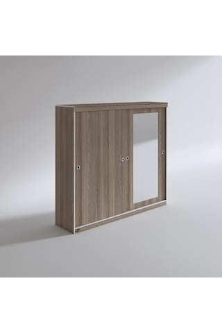 Kenzlife Gardırop Sürgülü Kapaklı Kapılı 200 Papatya Crd Aynalı Gardolap Dolap