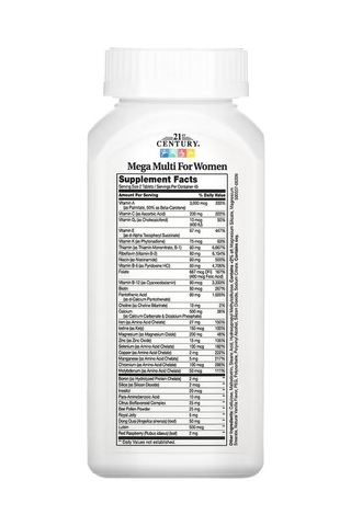 21st Century Mega Multi Vitamin For Women B1+molybdenum+boron+inositol 90 Tablet Bayanlara Özel