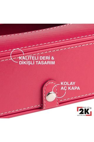 2k Suni Deri Peçetelik Mendil Kutusu 13 24 6 Cm. Fuşya Pembe