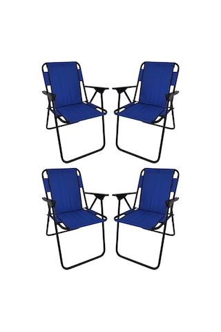 Bofigo 60X80 Çam Desenli Katlanır Masa + 4 Adet Katlanır Sandalye Kamp Seti Bahçe Takımı Mavi