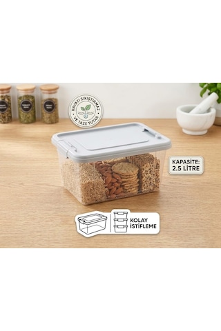 Kilitli Şeffaf Saklama Kabı & Çok Amaçlı Düzenleyici Organizer Kutu 2.5 Litre Kilitli Şeffaf Saklama Kabı & Çok Amaçlı Düzenleyici Organizer Kutu 2.5 Litre