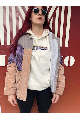Kadın Aztek Unisex Retro Bomber Oversize Desenli Vintage Ceket Tk Çok Renkli