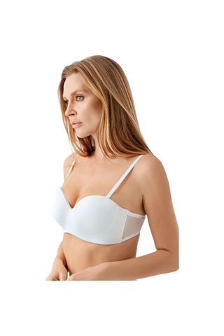 New Bra Newbra Lingerie 7045 Kadın Desteksiz C Cup Dantelli Sutyen Beyaz