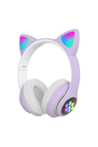Qasul STN28 Kedi Kulak Kulaklık Yeni Sevimli Moda Bluetooth 5.0 Kulak Üstü Kulaklık