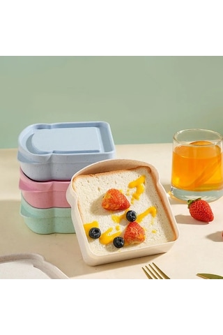 Pazly Tost Şeklinde Sandviç Mekan Mavi Kabı İçin Gıda Dış Depolama Bir 1/4 Mk Mavi